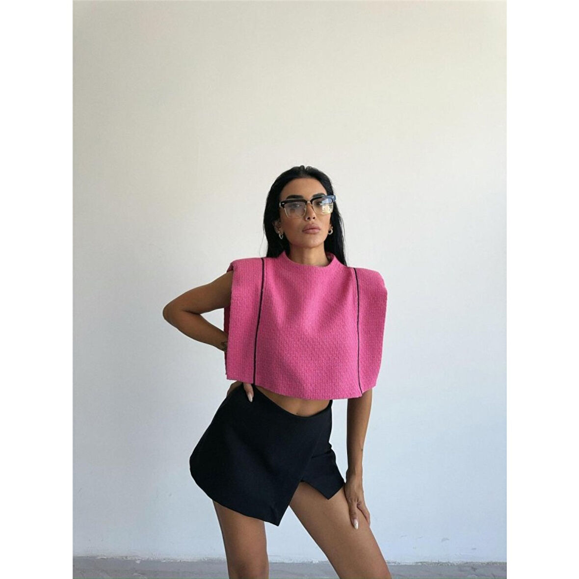 CHANEL VATKALI CROP BLUZ - Fuşya