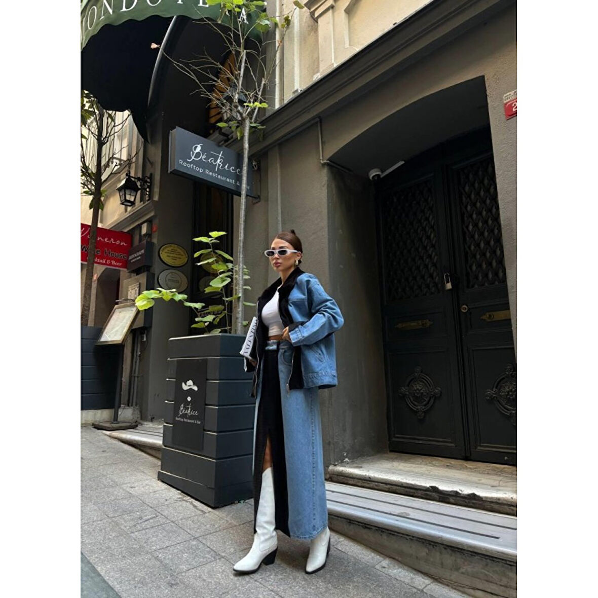 CHANEL GARNİLİ KOT MONT - Siyah