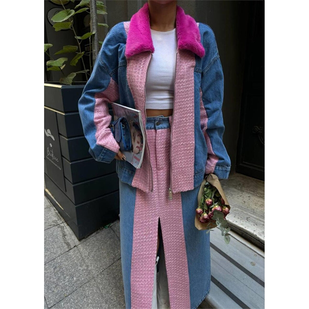 CHANEL GARNİLİ KOT MONT - Fuşya