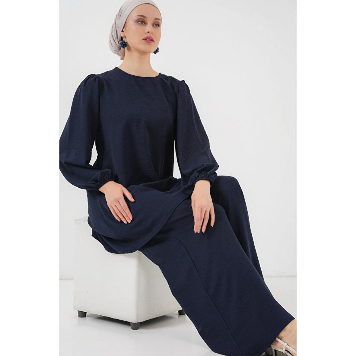 Ayrobin Tunik Pantolon Alt Üst Takım Lucky Life - Lacivert