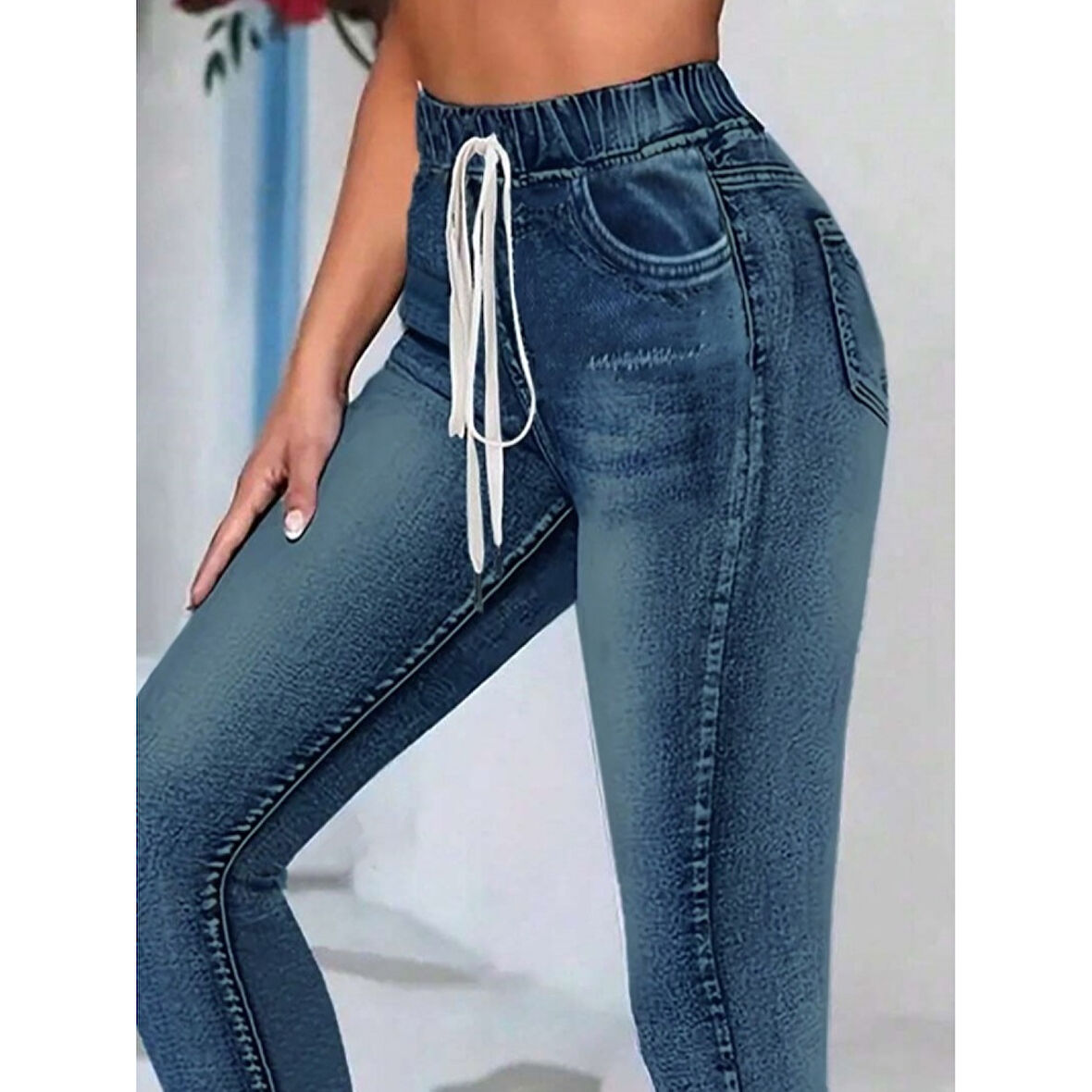 Lucky Life Kadın Belden Bağlamalı Cepli Yüksek Bel Kot Pantolon