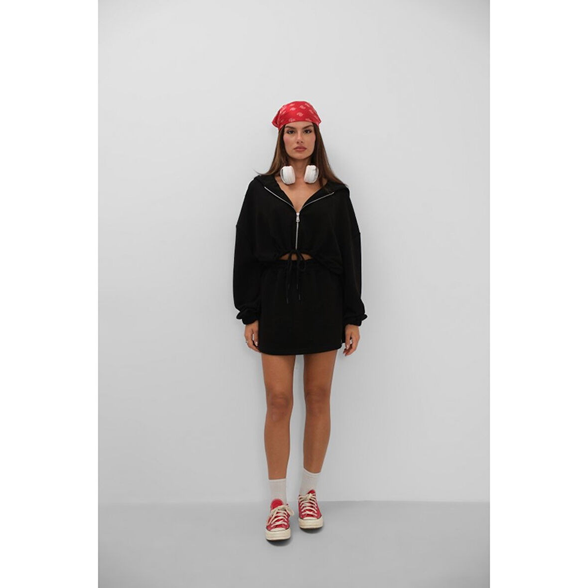 Beli Lastikli Fermuarlı Sweatshirt