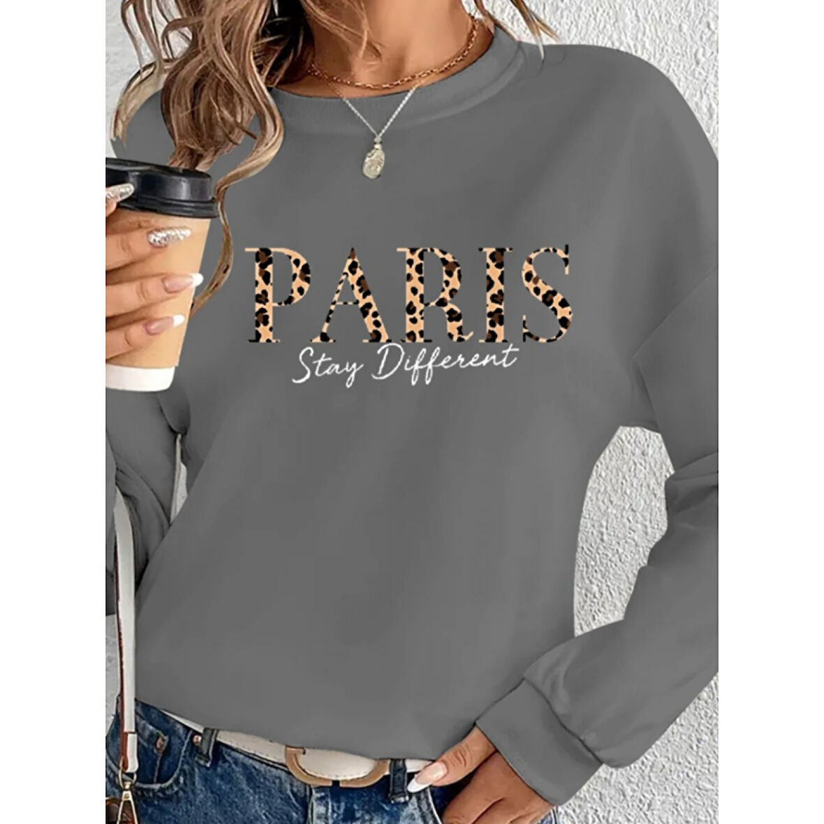 Lucky Life Kadın Uzun Kollu Bisiklet Yaka Desenli Viskon Iki Iplik Bluz