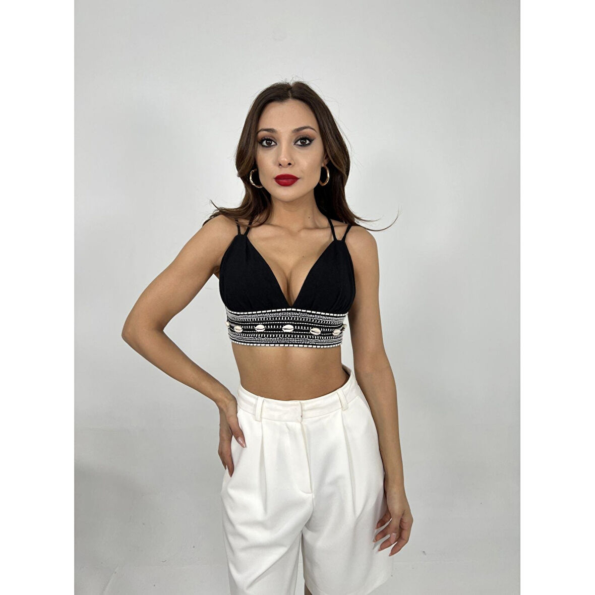 Lucky Life Kadın CROP-SİYAH