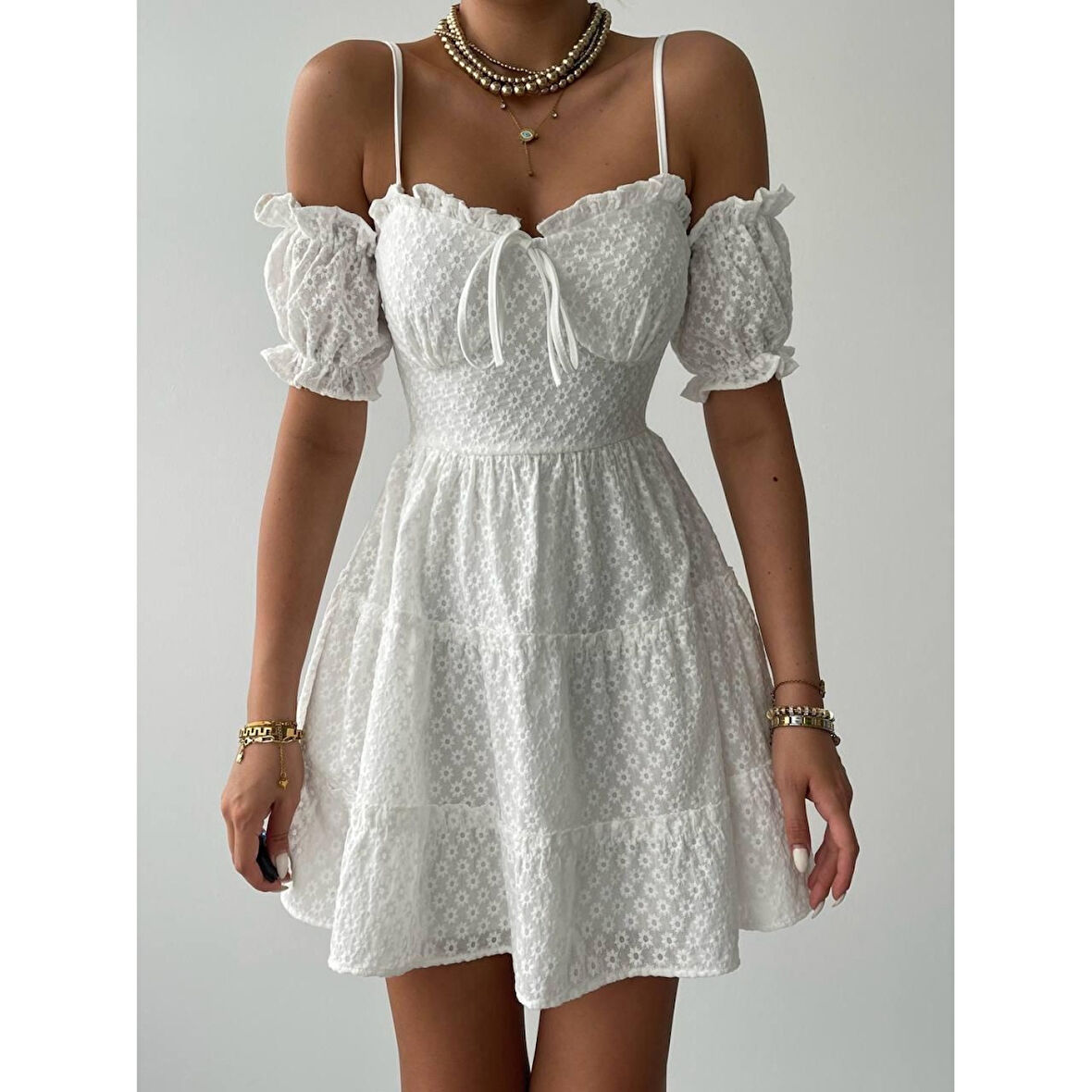 Lucca Kolu Lastikli Mini Elbise