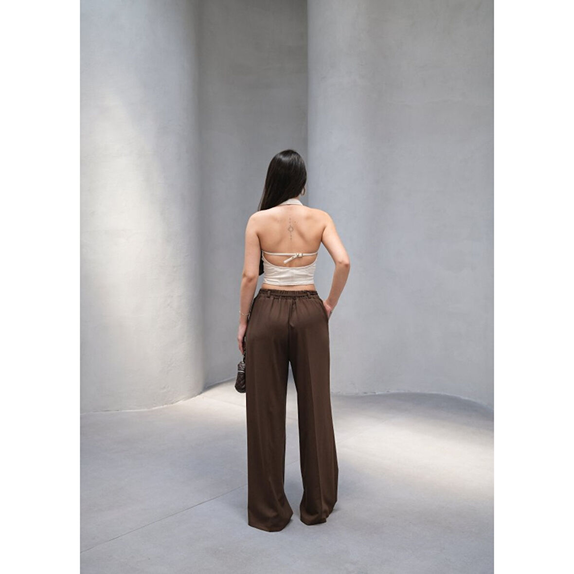 Lucky Life Kadın Beli̇ Lasti̇k Ve Bağcikli Geni̇ş Paça Pantolon