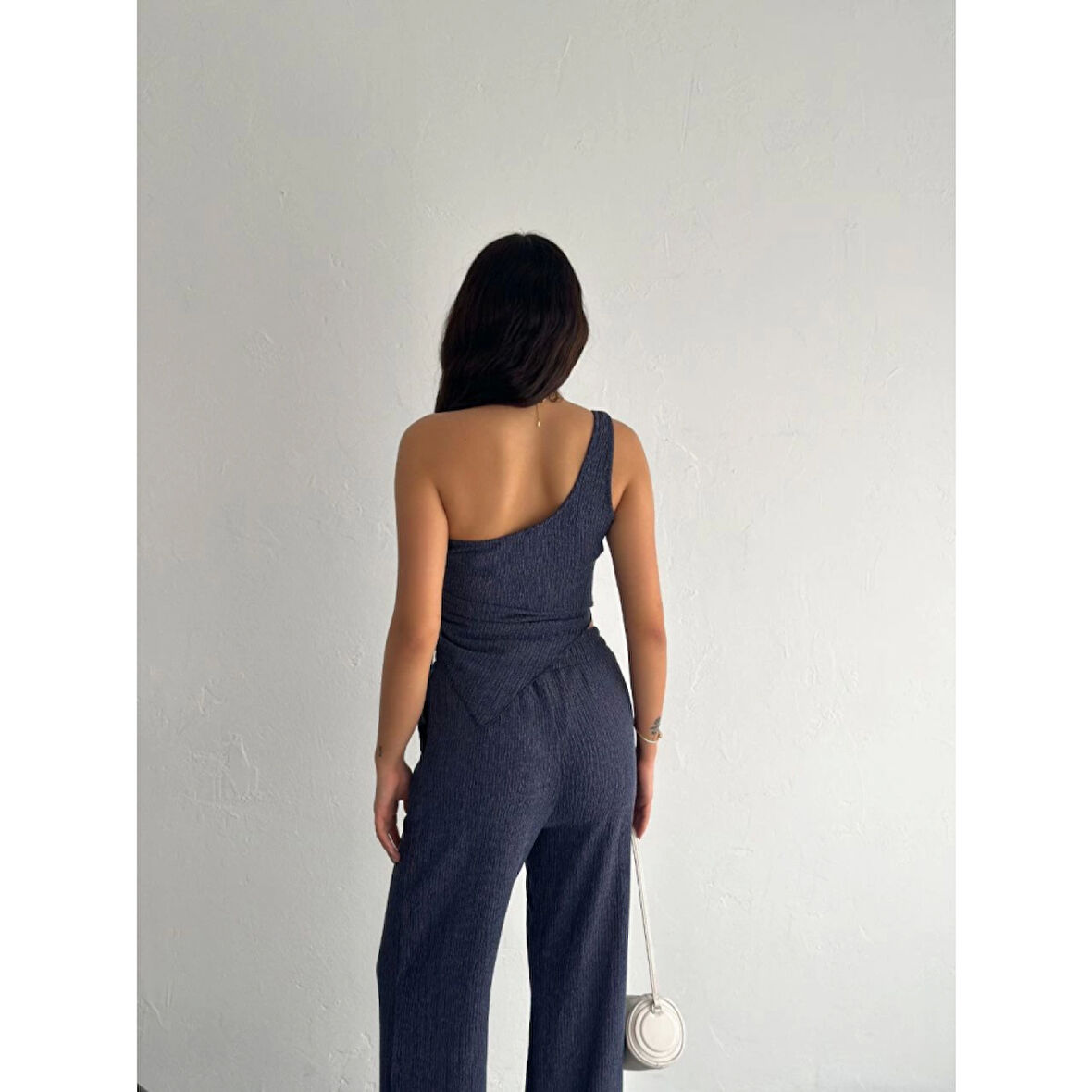 Lucky Life Kadın Crop Pantalon Ikili Takım - Lacivert