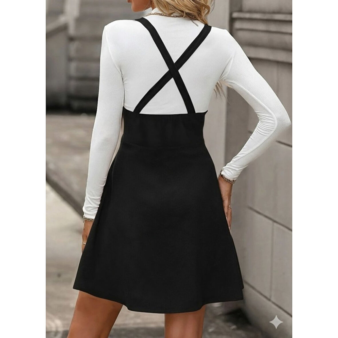 Lucky Life Kadın Askılı Düğmeli Mini Süet Elbise