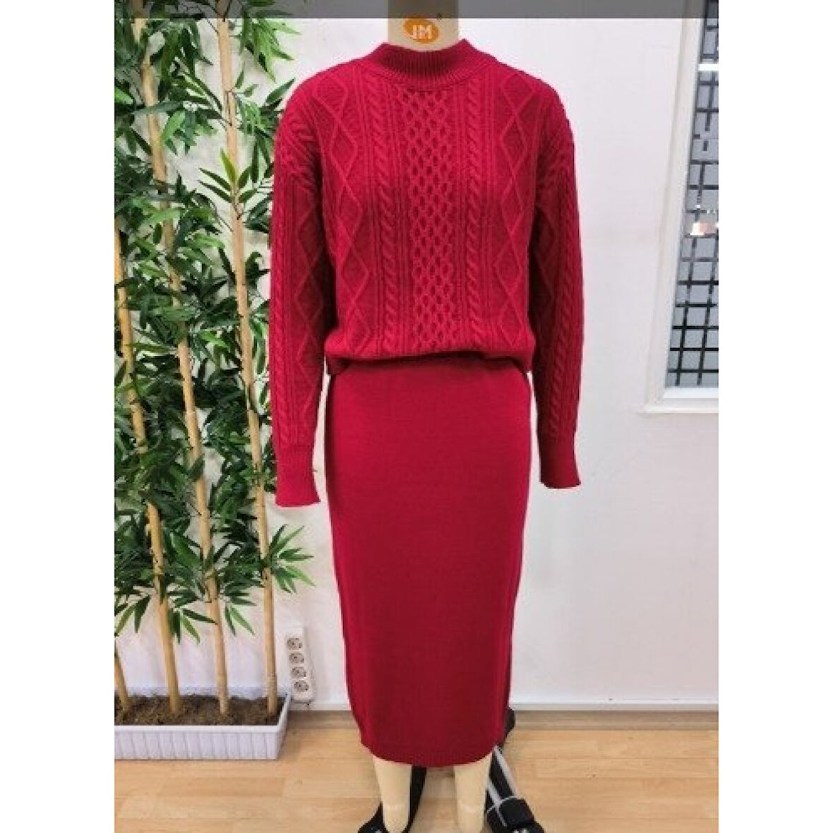 Lucky Life Kadın Uzun Kollu Balıkçı Yaka Bluz Ve Etek Ikili Triko Takım