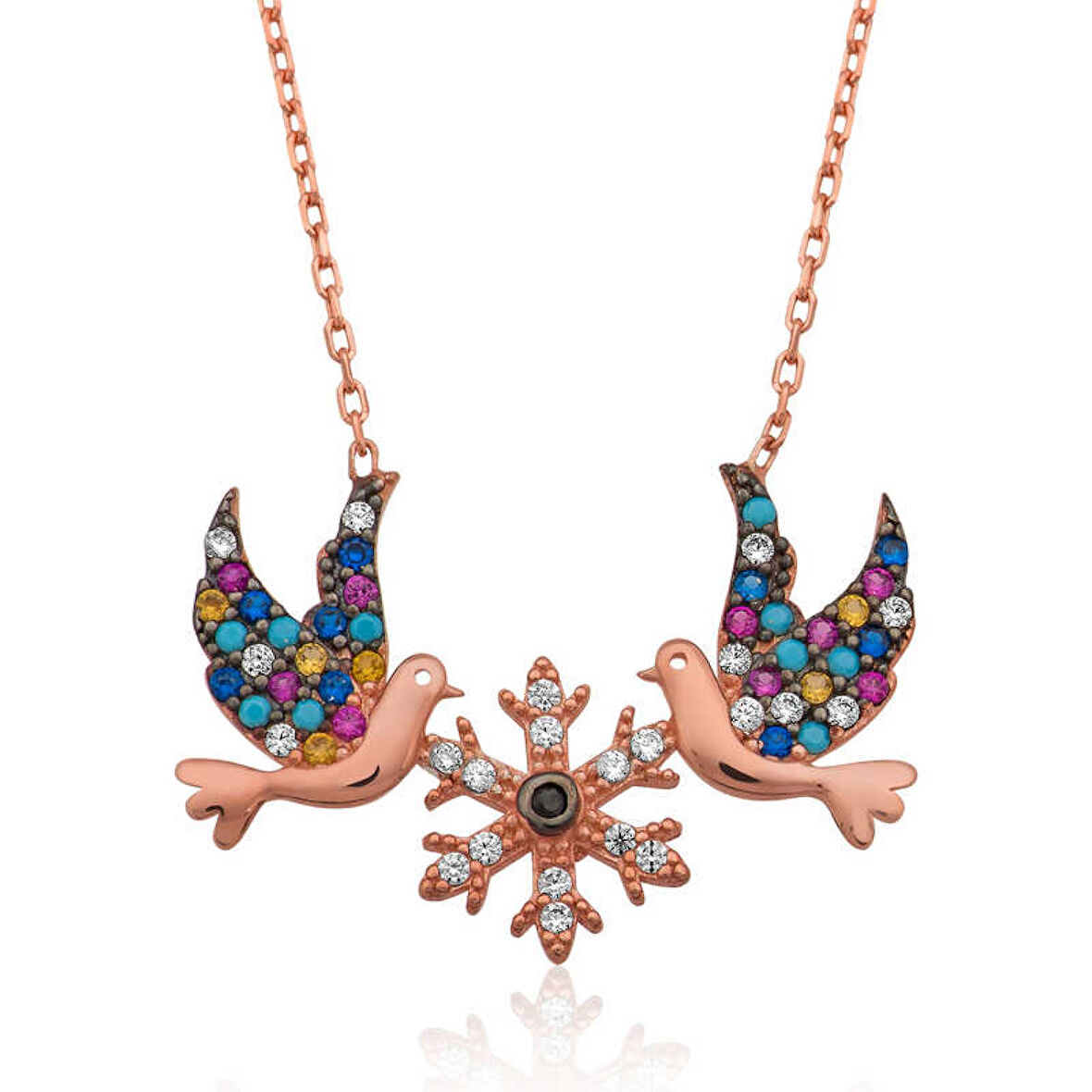 Gümüş Aşk Kuşları Kadın Kolye