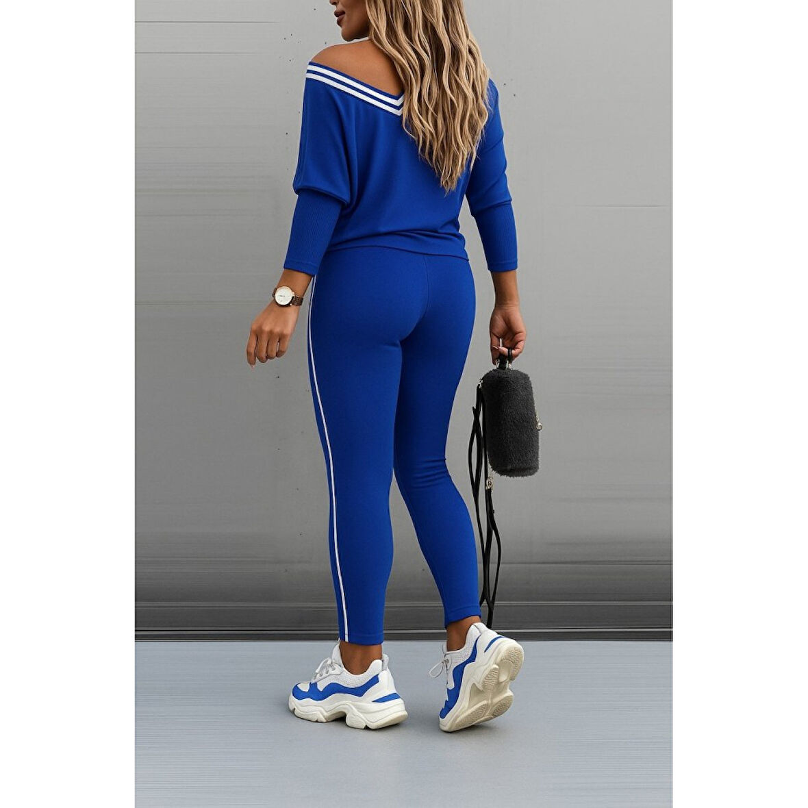 Lucky Life Kadın Uzun Kollu Tek Omuzu Açık Detaylı Viskon Iki Iplik Bluz Ve Pantolon Ikili Takım