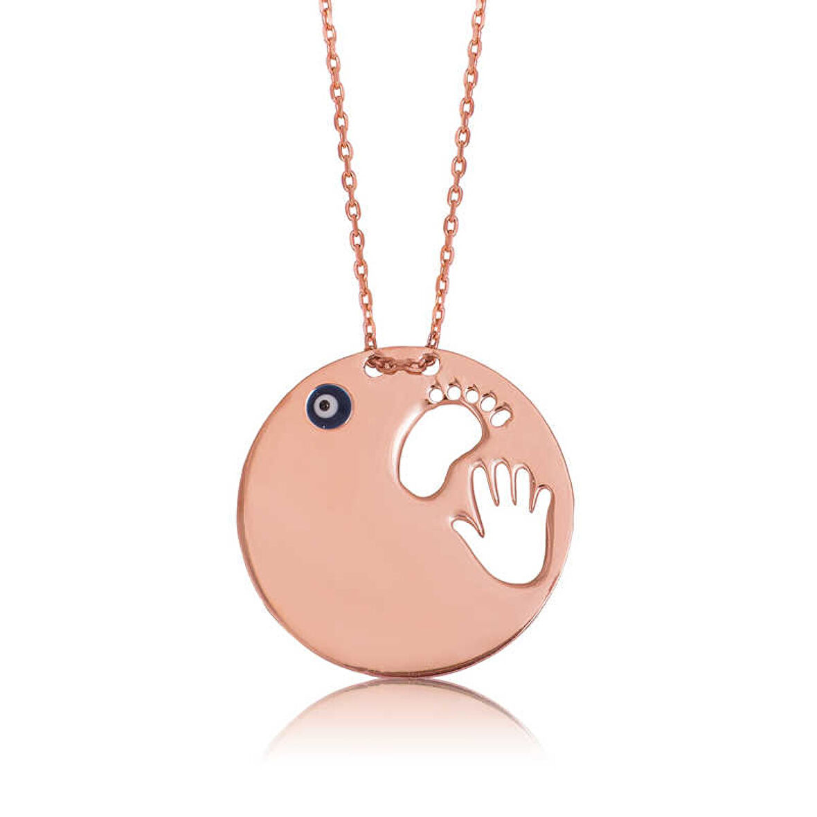 Gümüş El Ayak İzi Anne Kadın Kolye