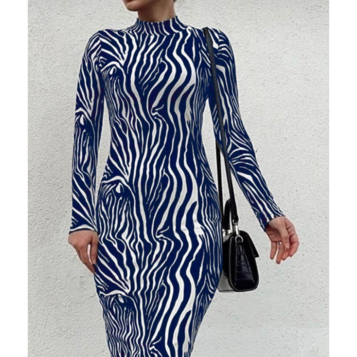 Lucky Life Kadın Uzun Kollu Mikro Midi Elbise