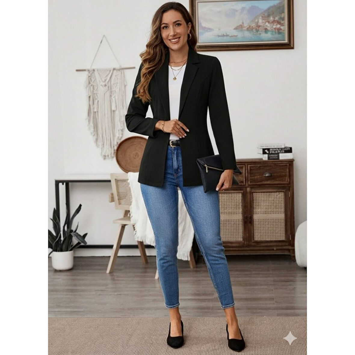 Lucky Life Lucky Life Kadın Uzun Kollu Yakalı Tek Düğmeli Süet Ceket