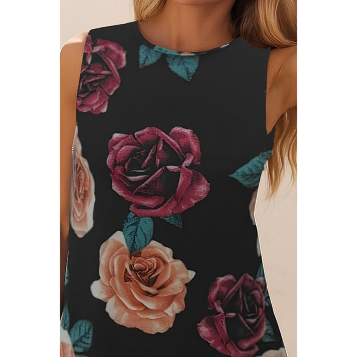 Lucky Life Kadın Kolsuz Sırttan Bağlamalı Fırfırlı Leopar Desenli Süprem Elbise