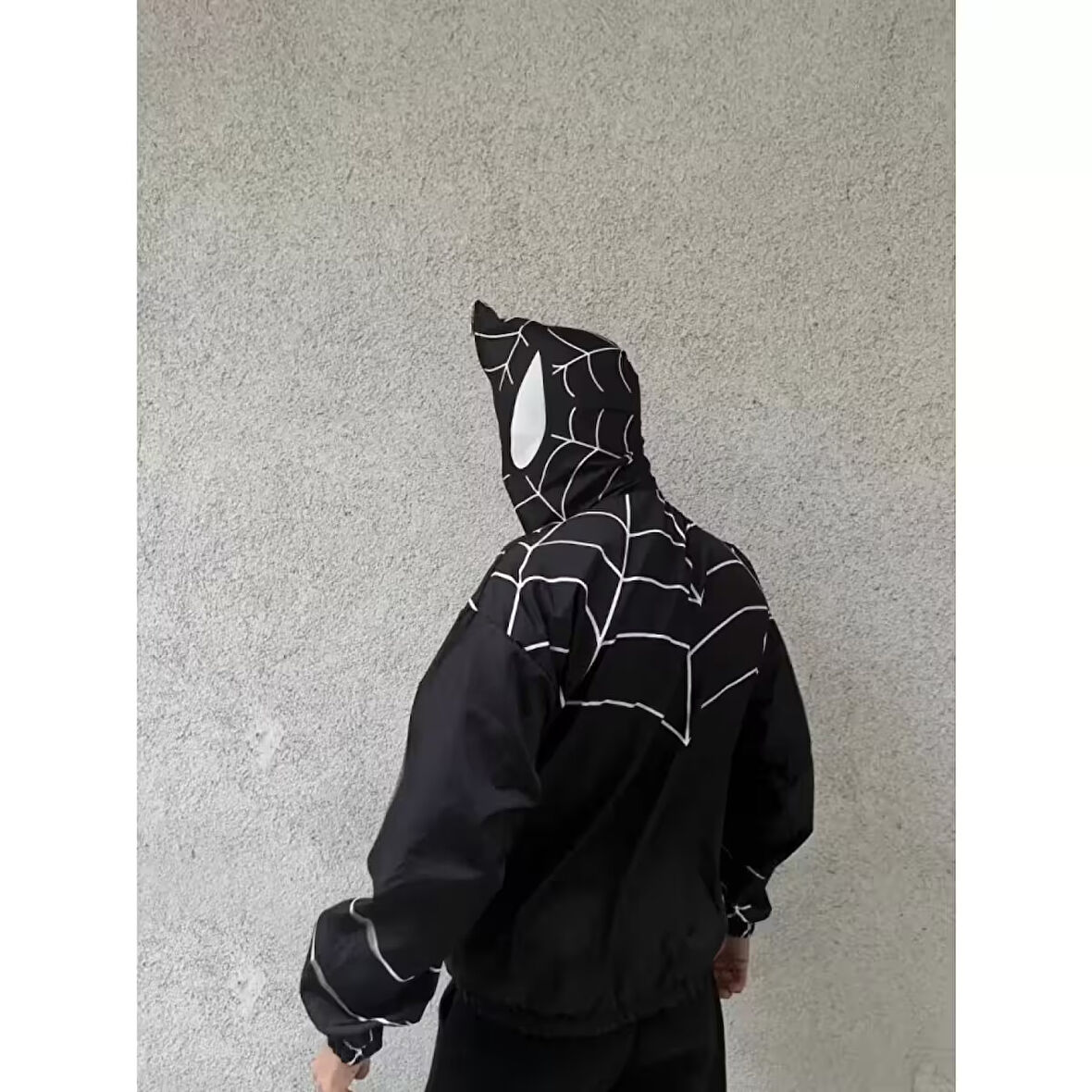 Lucky Life Unisex Uzun Kollu Kapşonlu Rüzgarlik - Siyah