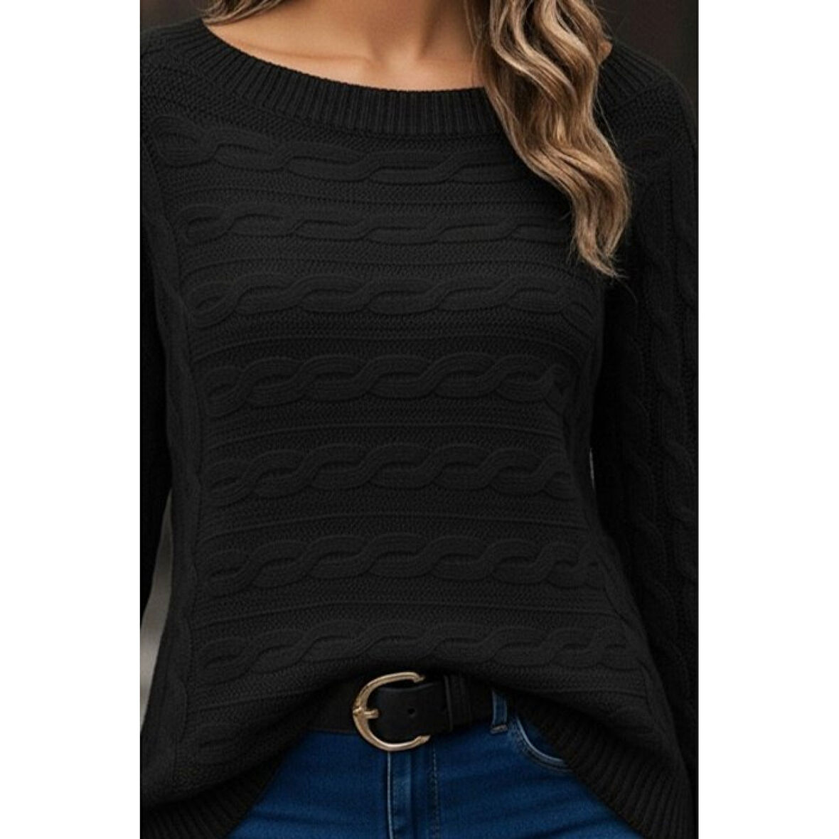 Lucky Life Kadın Uzun Kollu Bisiklet Yaka Pileli Ithal Krep Bluz