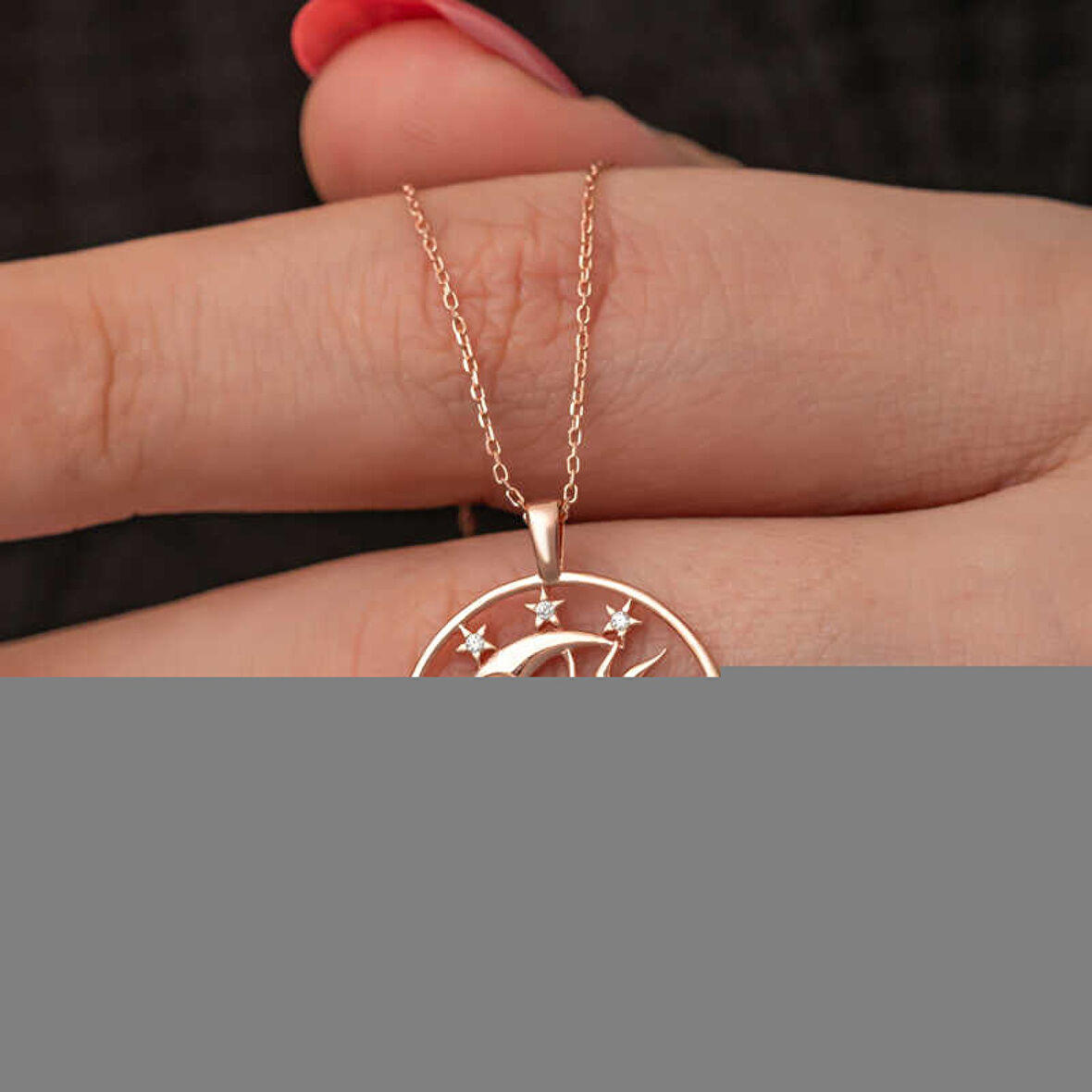 Gümüş Rose Opal Mavi Taşlı Ay Güneş Kadın Kolye