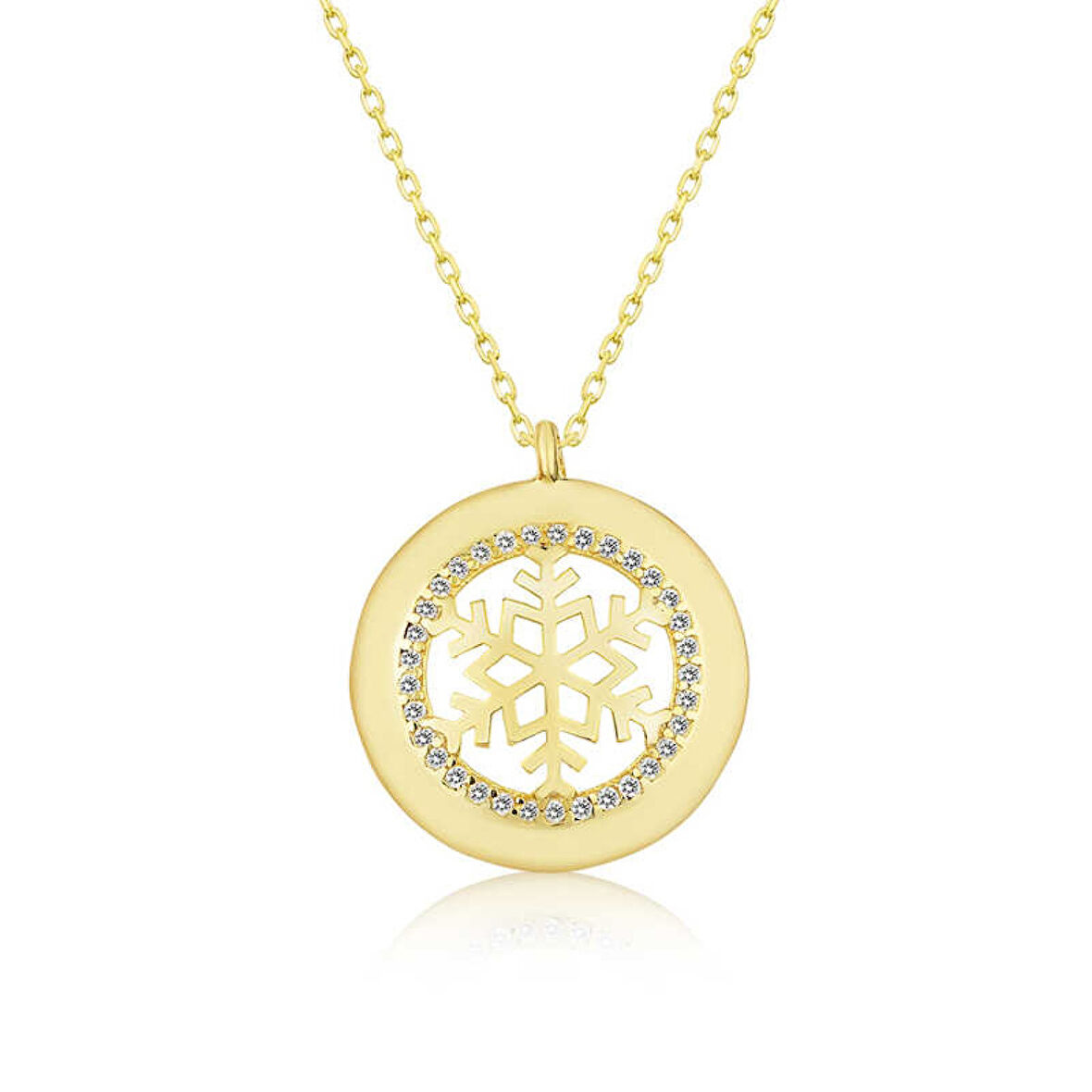 Gümüş Gold Kar Tanesi Kadın Kolye