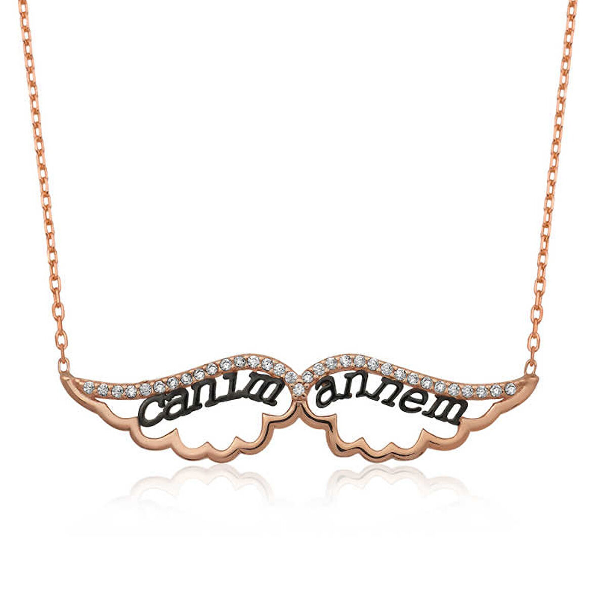 Gümüş Melek Canım Annem Kadın Kolye