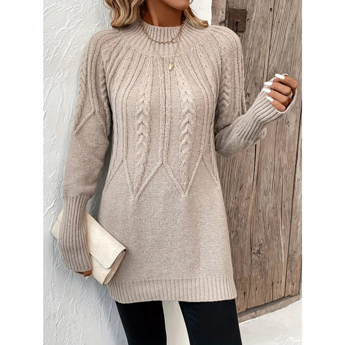 Lucky Life Kadın  Uzun Kollu Yarı Balıkçı Yaka Triko Bluz