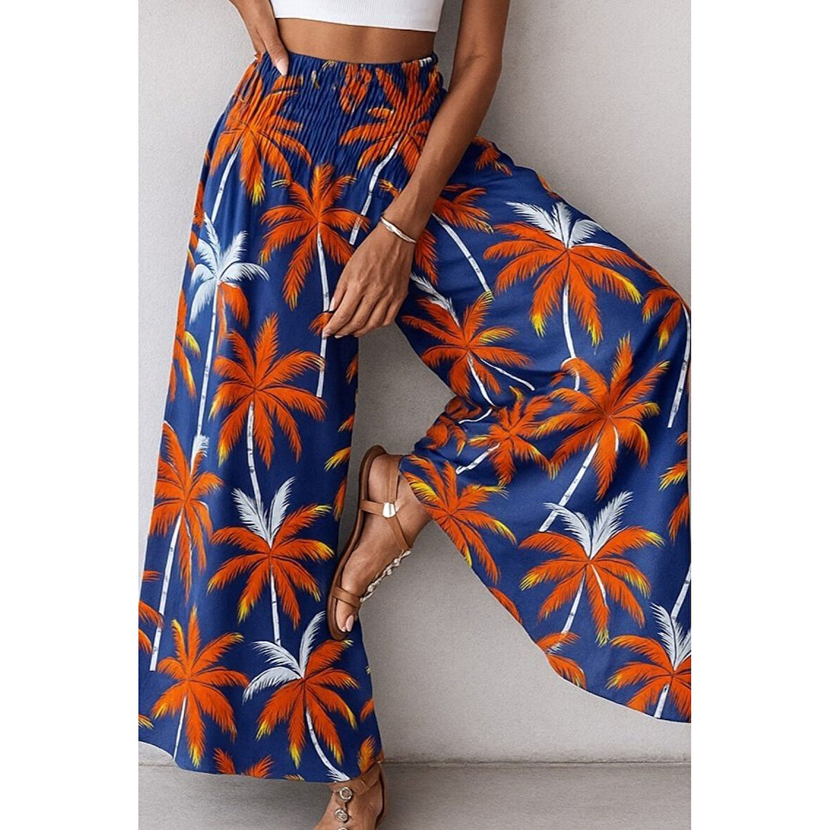 Lucky Life Kadın Yüksek Bel Lastikli Desenli Süprem Pantolon