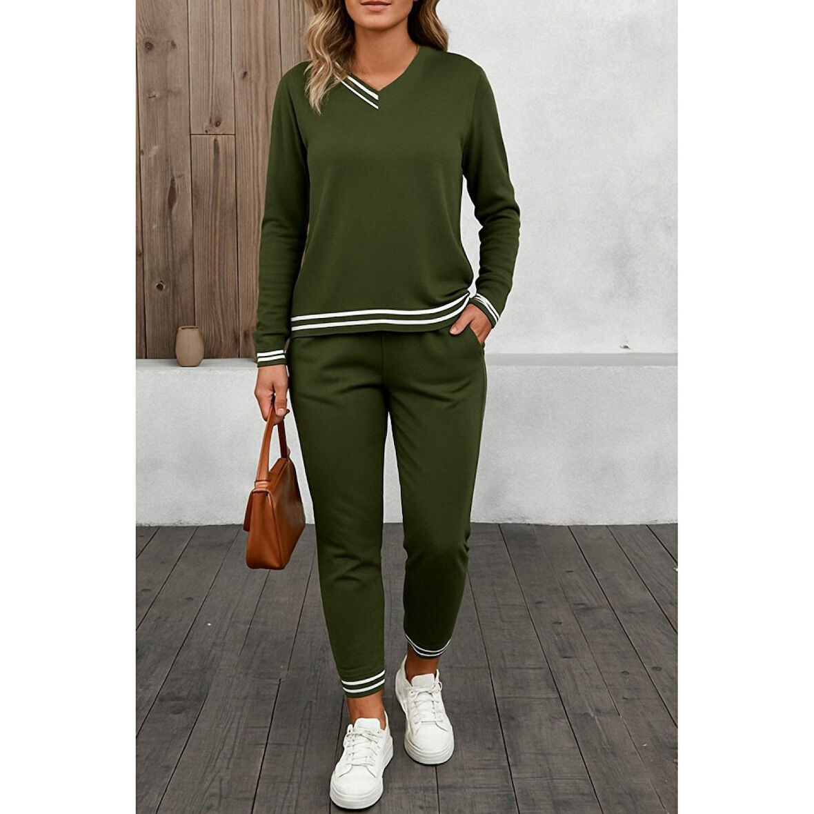 Lucky Life Kadın Uzun Kollu Ribana Detay Viskon Iki Iplik Ikili Takım