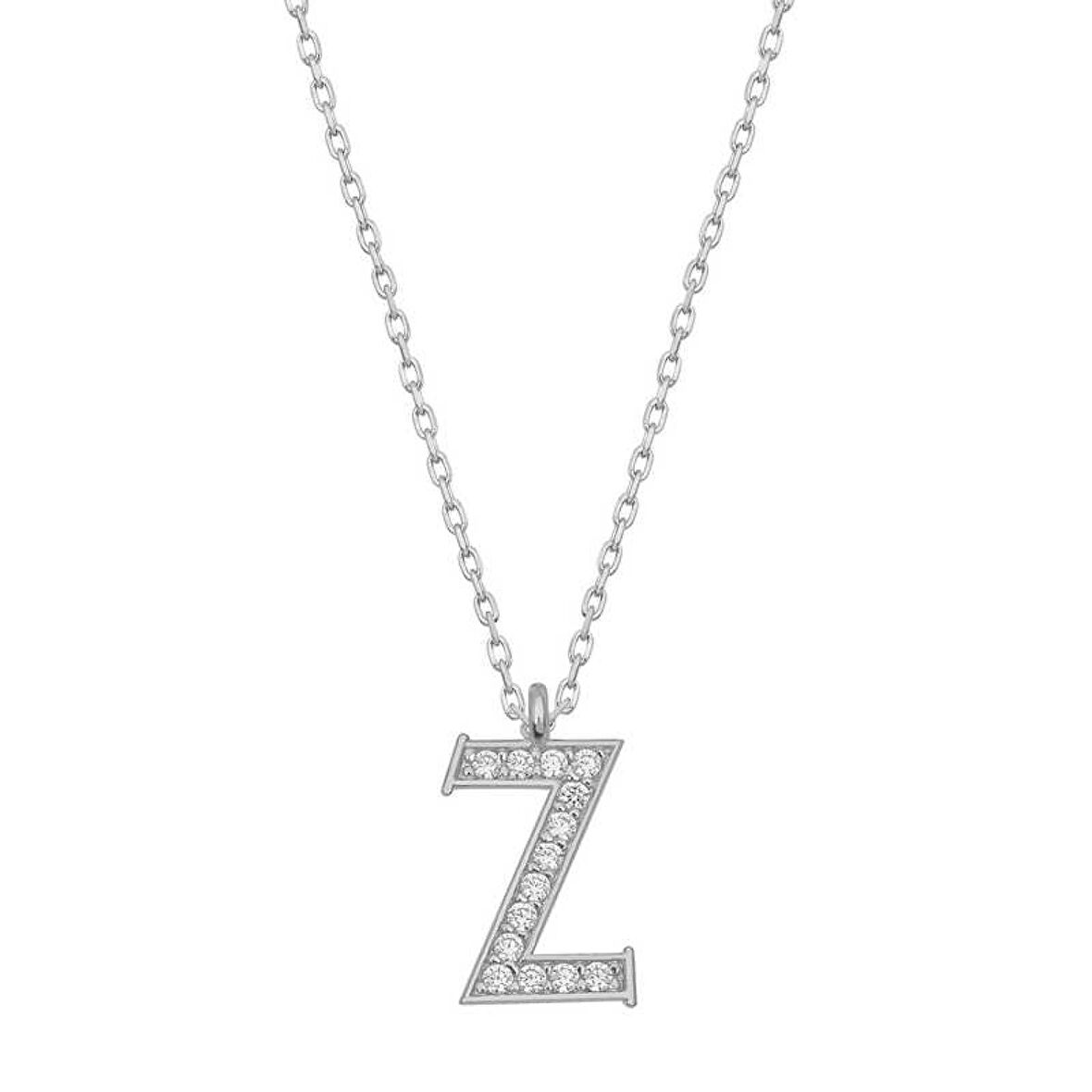 Gümüş Rodyum Z Harfi Kadın Kolye