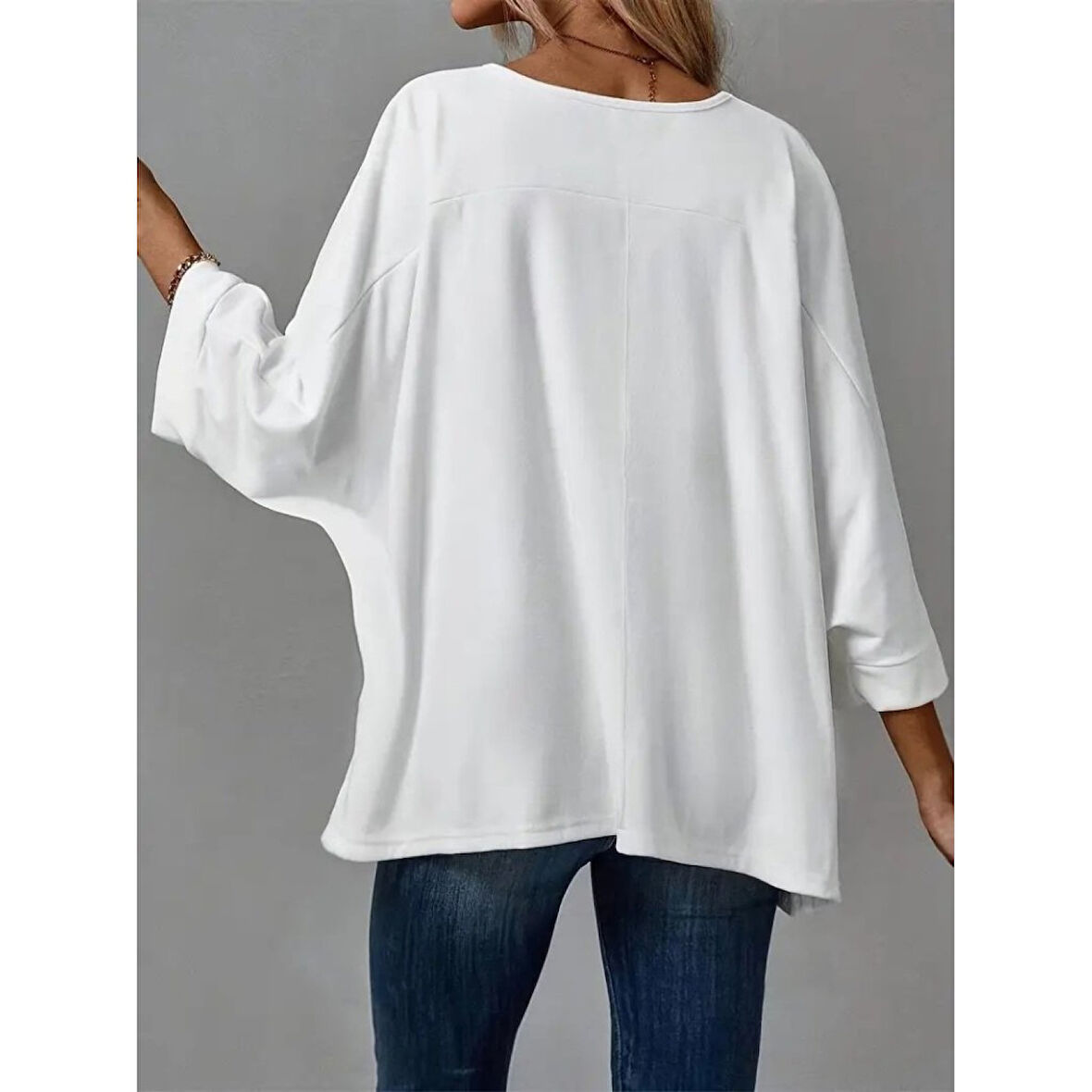 Lucky Life Kadın Truvakar Kollu Bisiklet Yaka Viskon Bluz