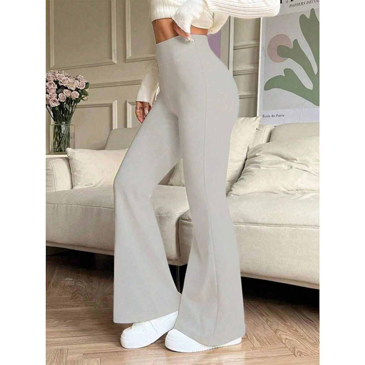 Lucky Life Kadın Yüksek Bel Ispanyol Paçalı Pantolon Tayt