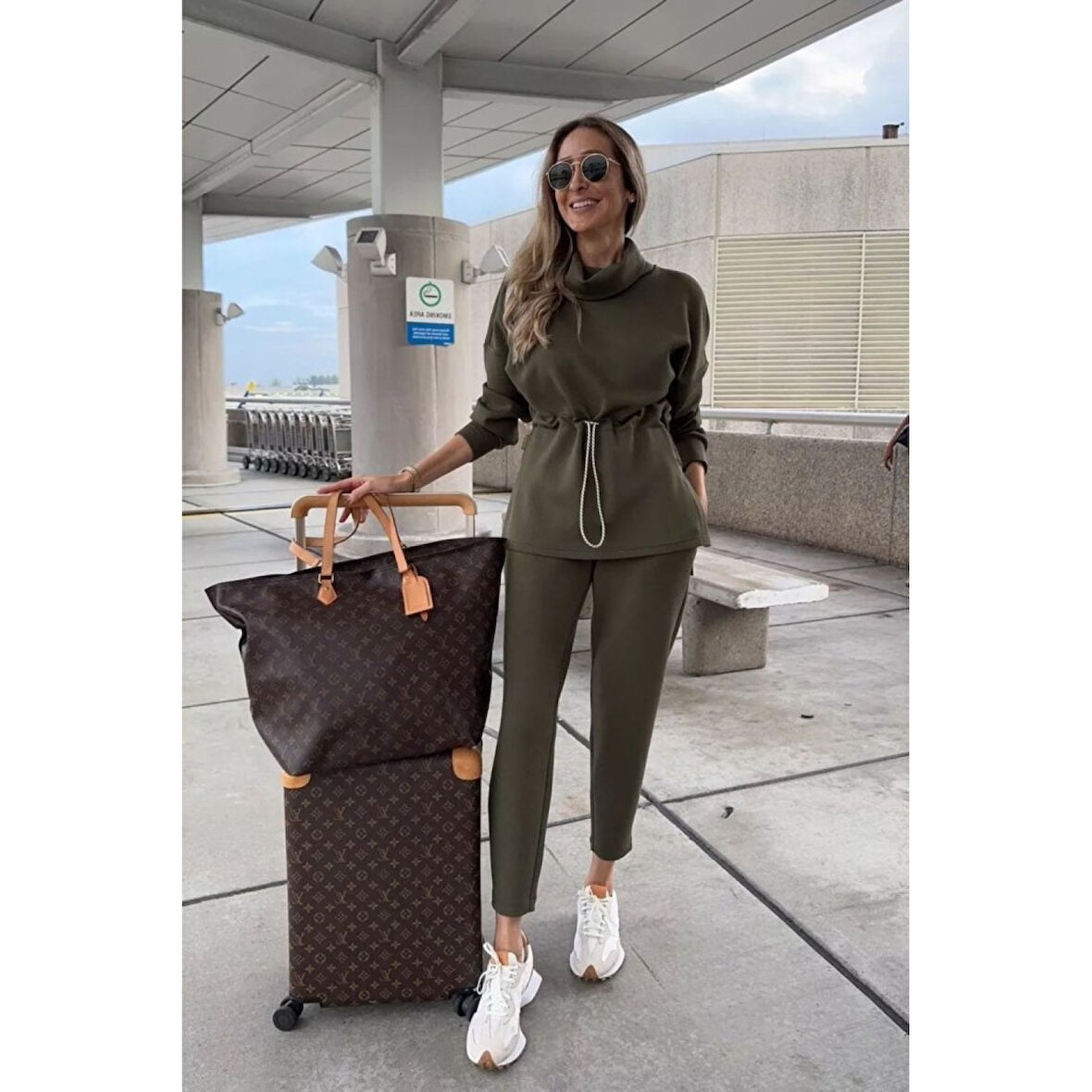 Lucky Life Kadın Uzun Kollu Balıkçı Yaka Belden Lastikli Modal Bluz Ve Pantolon Ikili Takım