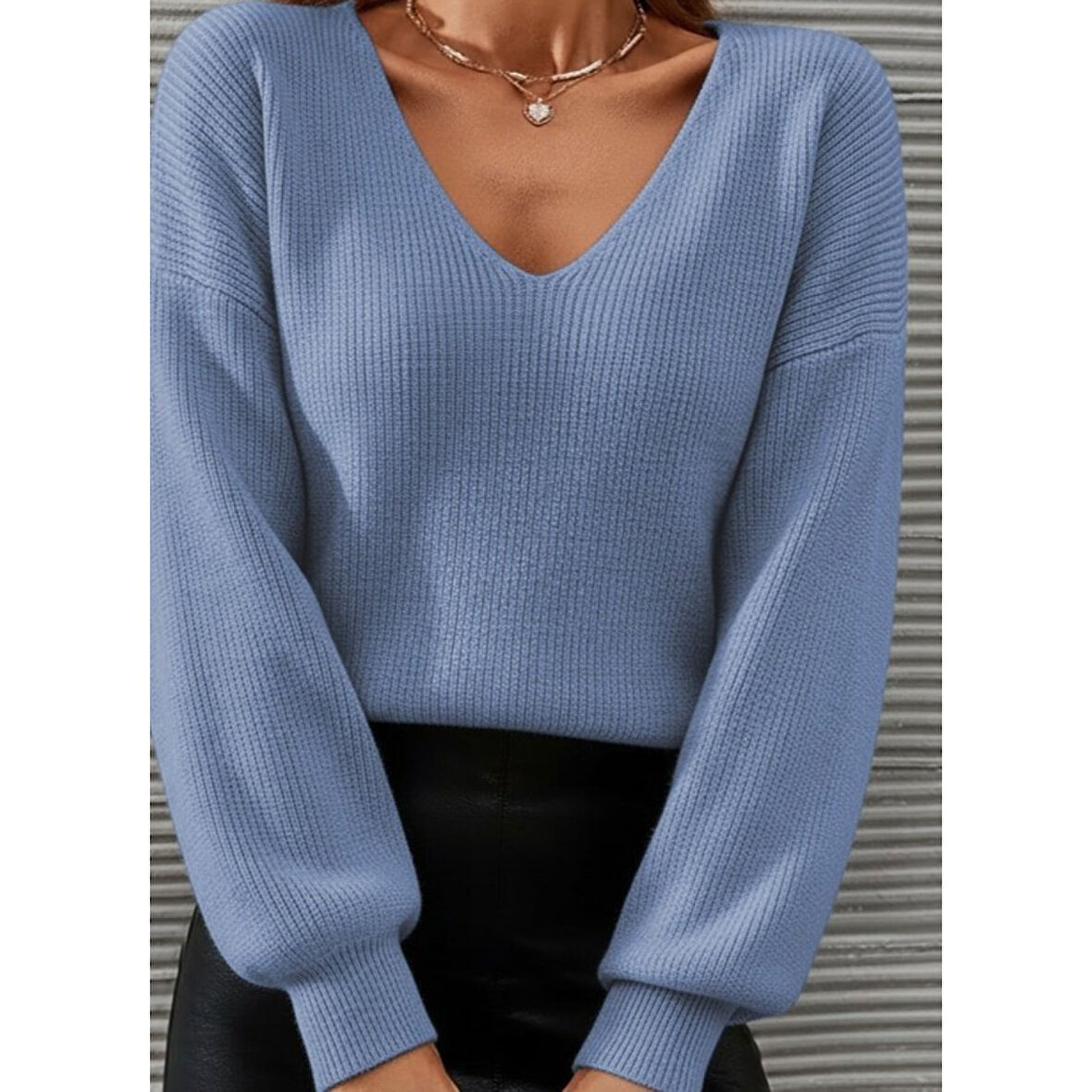 Lucky Life Kadın Uzun Kollu V Yakalı Triko Bluz