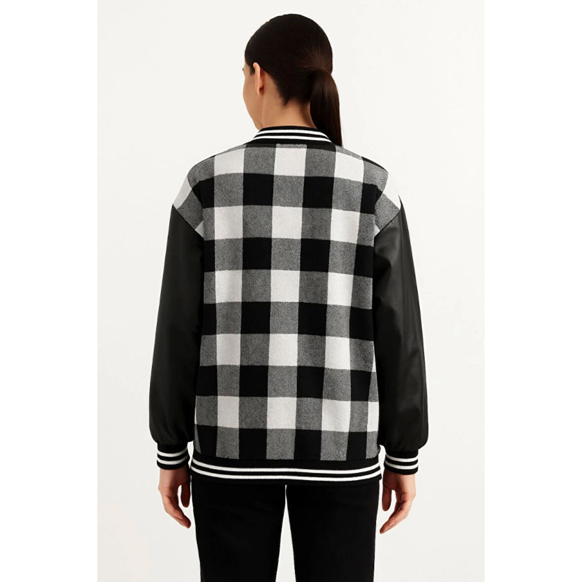 Lucky Life Kolları Suni Deri Içi Astarlı Oduncu Kolej Içi Ceket - Gri