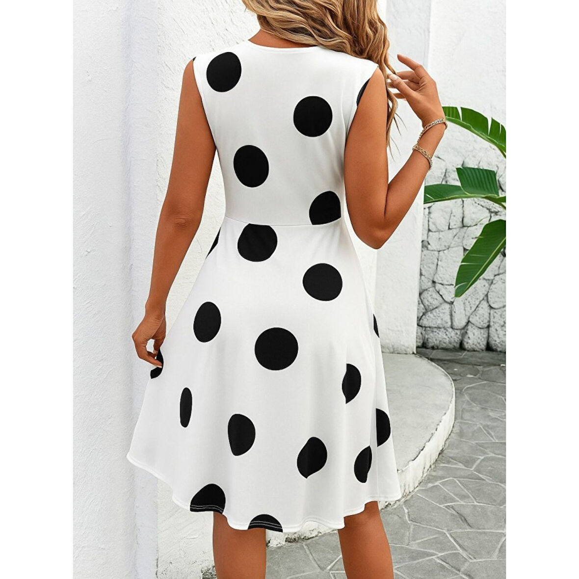 Lucky Life Kadın Sıfır Kollu önden çapraz Detaylı Leopar Desenli Süprem Elbise