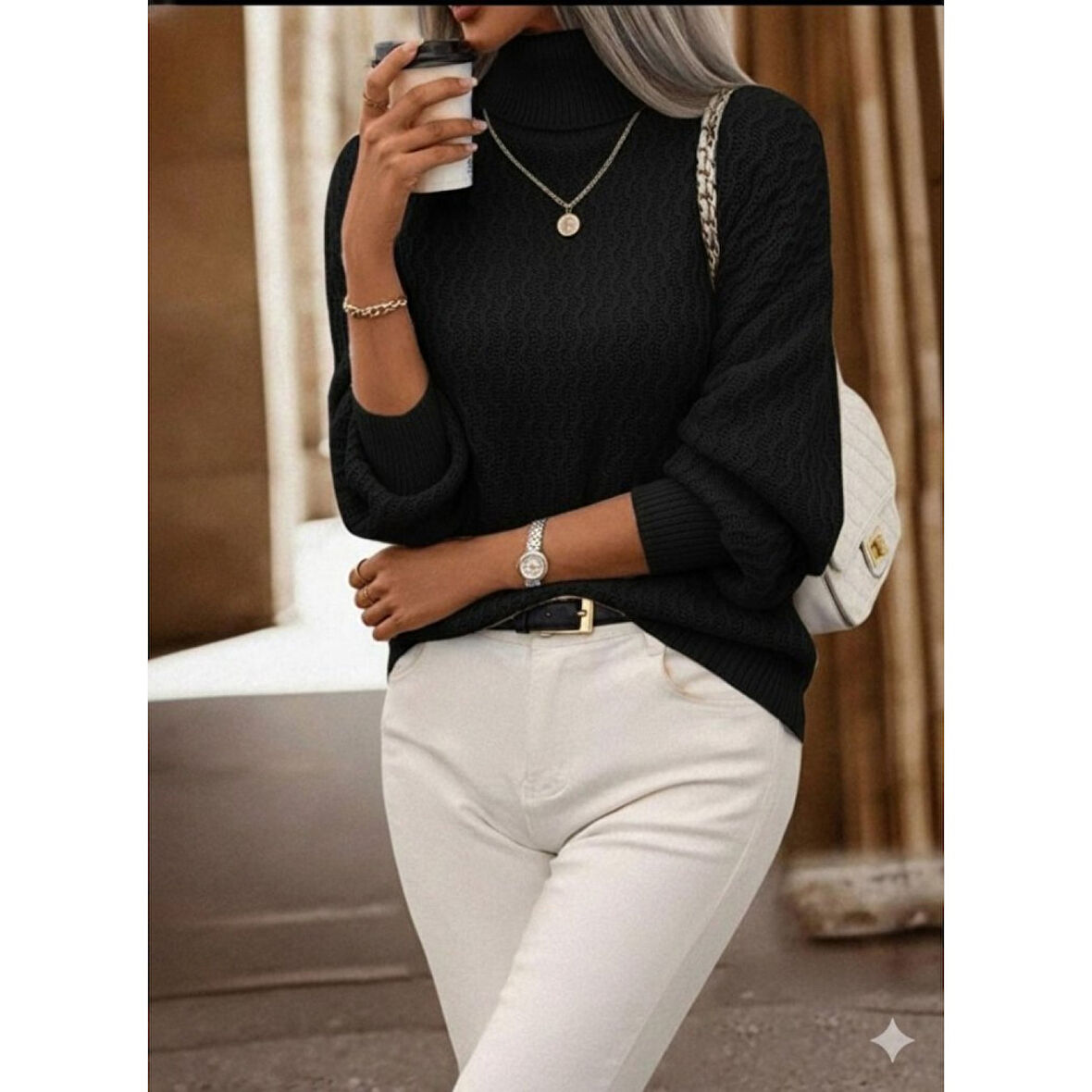 Lucky Life Lucky Life Kadın Uzun Kollu Balıkçı Yaka Triko Bluz