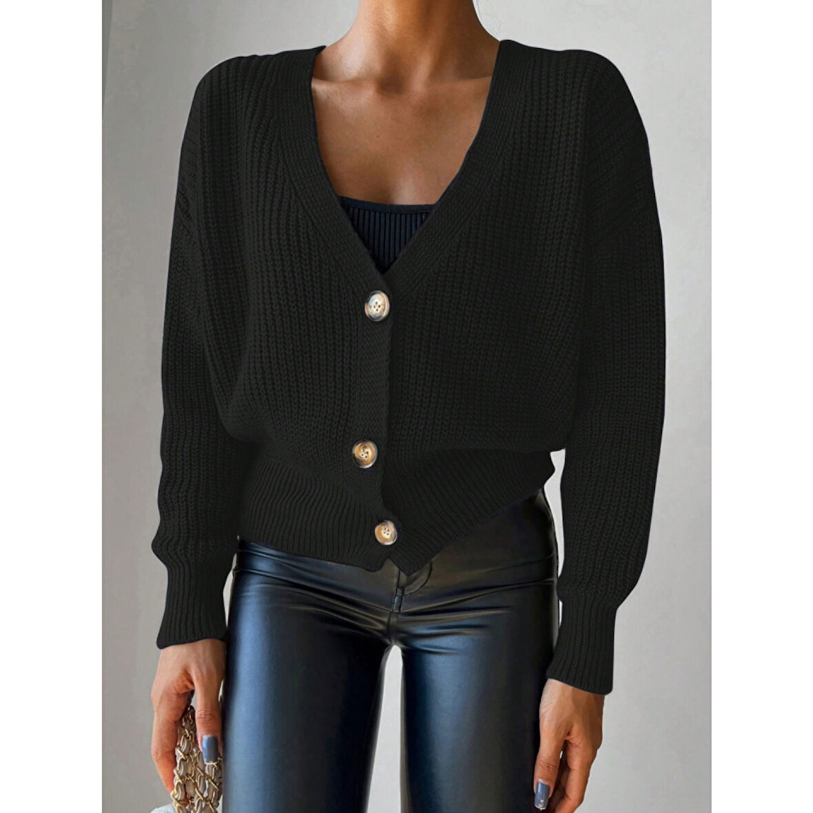 LUCKY LİFE Düğme Detay Triko Bluz