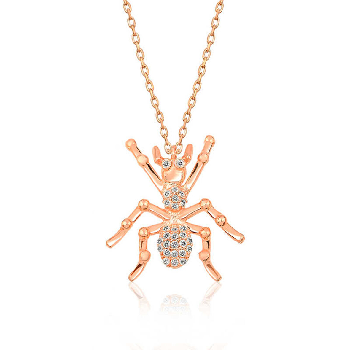 Gümüş Rose Örümcek Kadın Kolye
