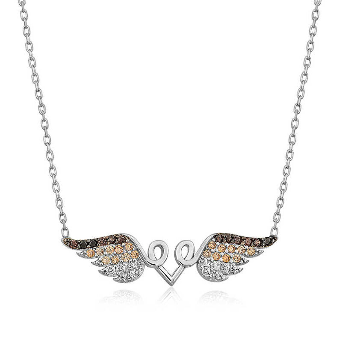 Gümüş Kanatlı Kalp Kolye