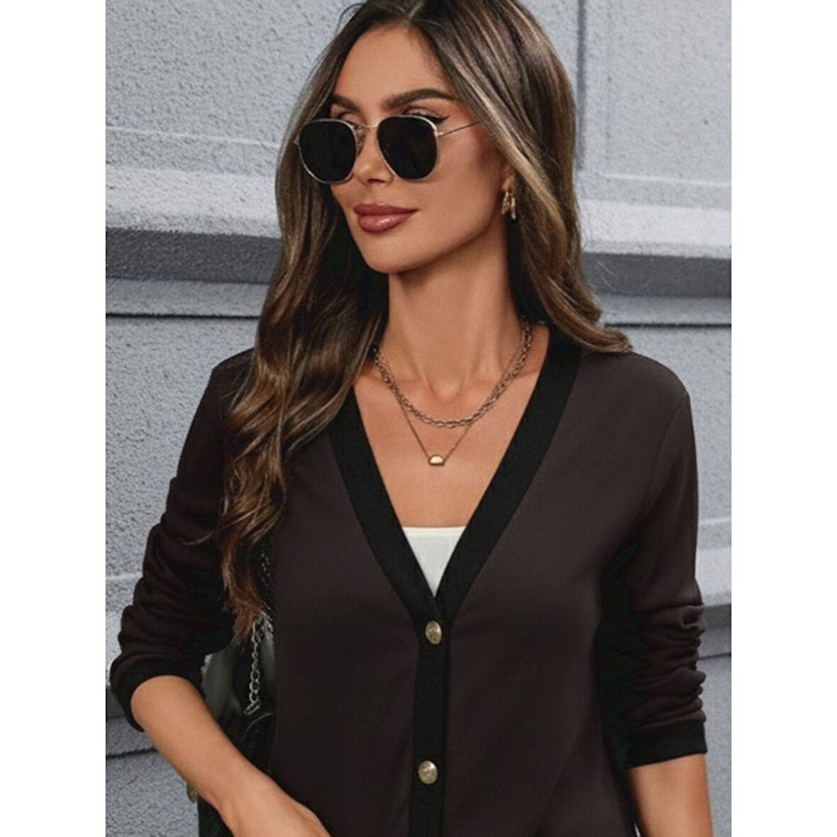 Lucky Life Kadın Uzun Kollu Cepli önden Düğmeli Uzun Modal Ceket