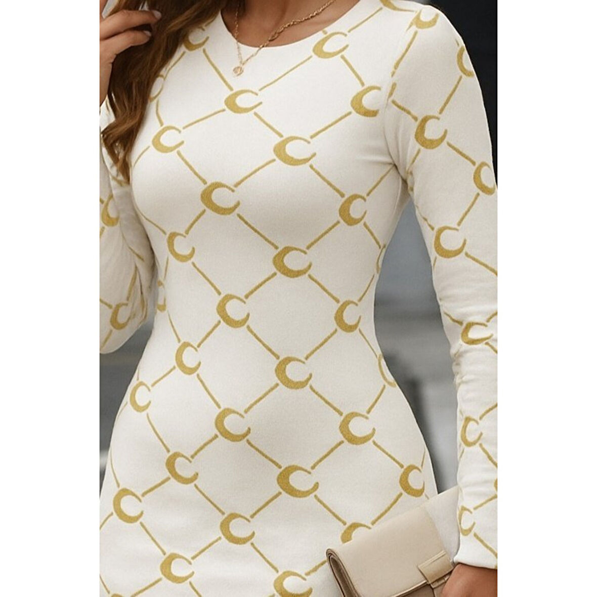 Lucky Life Kadın Bisiklet Yaka Uzun Kol Triko Mini Boy Elbise