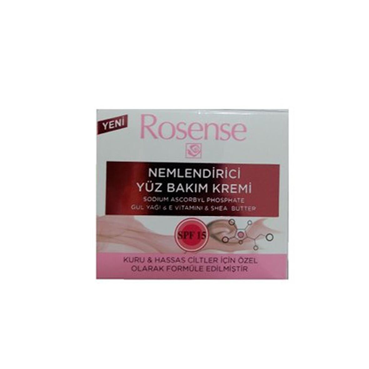 Rosense Nemlendirici Yüz Bakım Bakımı Kuru Ciltler İçin Gül Yağlı Su Bazlı Yağsız SPF15 Nemlendirici Yüz Bakım Kremi 