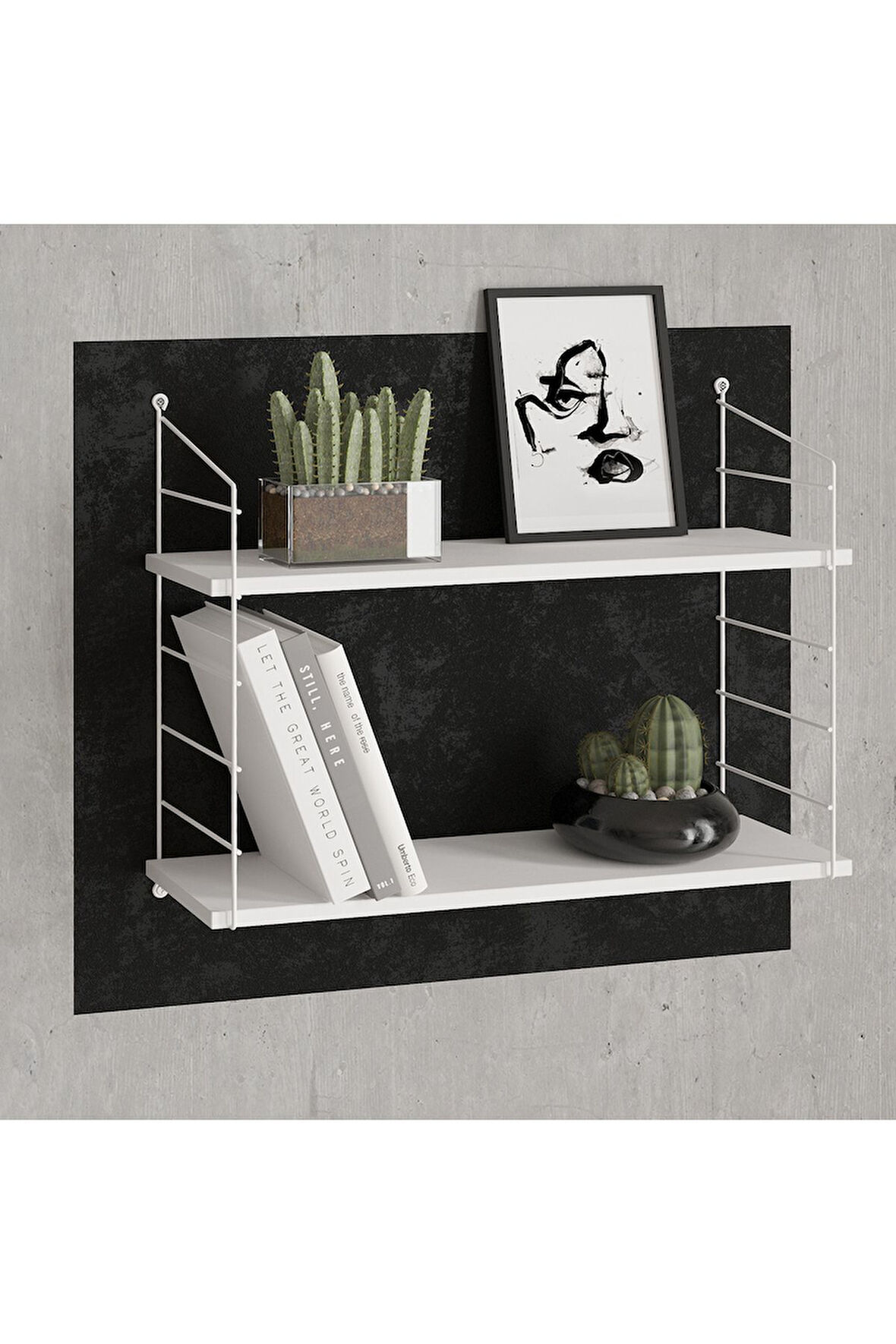 Decormet Armoni Raf Seti 2 Raflı 200*720 Metal Beyaz+Ahşap