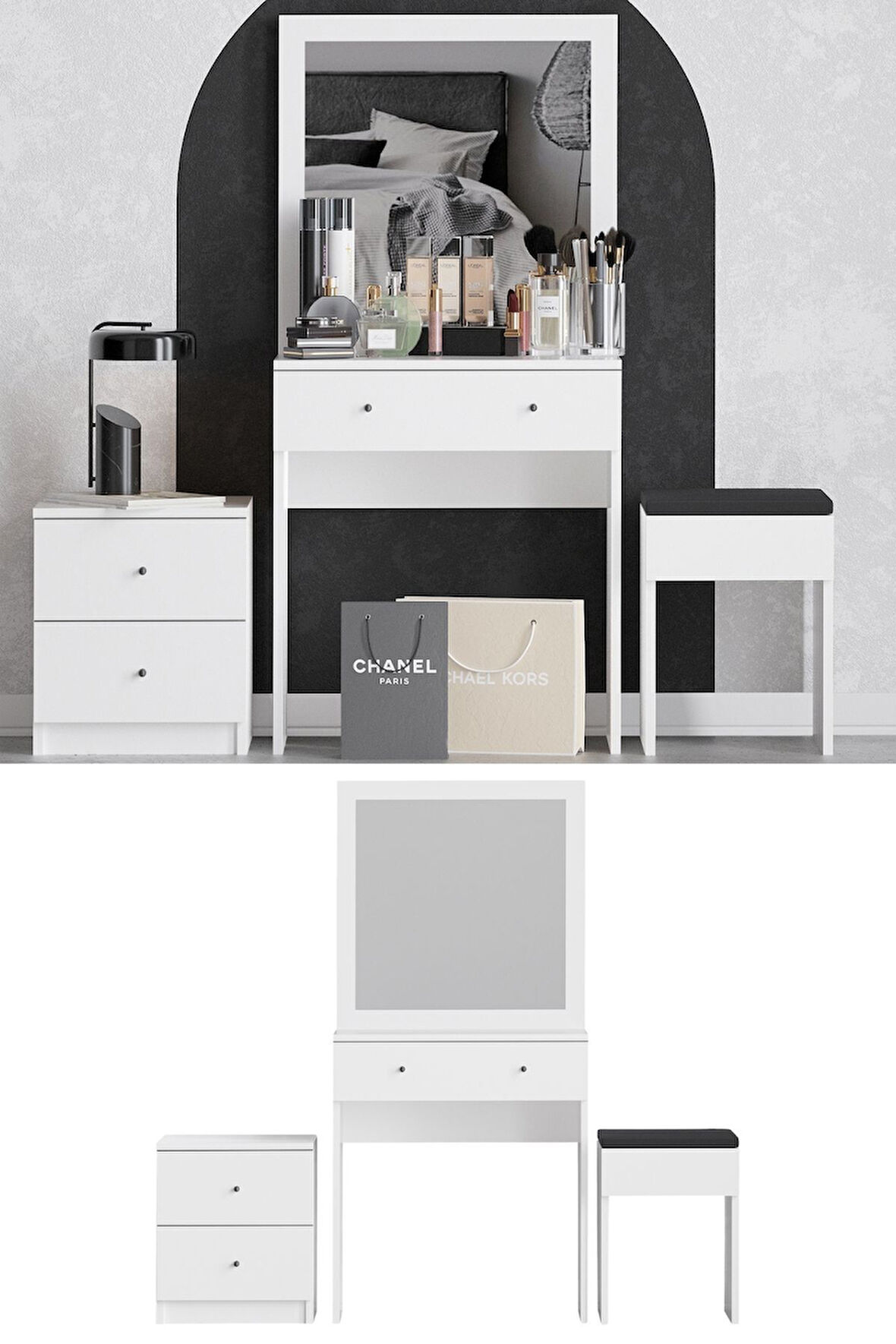 Decormet Nice Makyaj Masası Beyaz