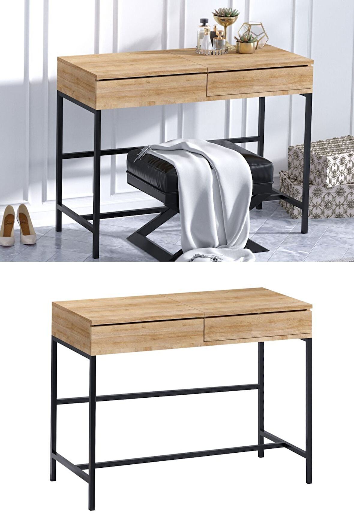 Decormet Linda Makyaj Masası Safir Meşe