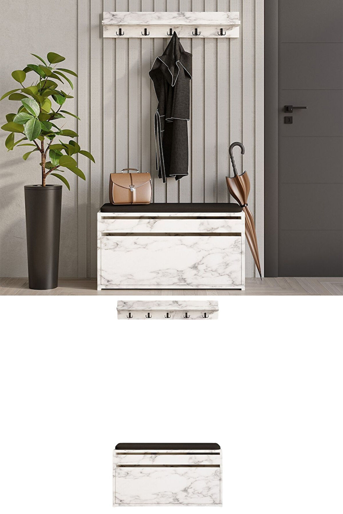 Decormet Bobby Ayakkabılık Carrara Marble