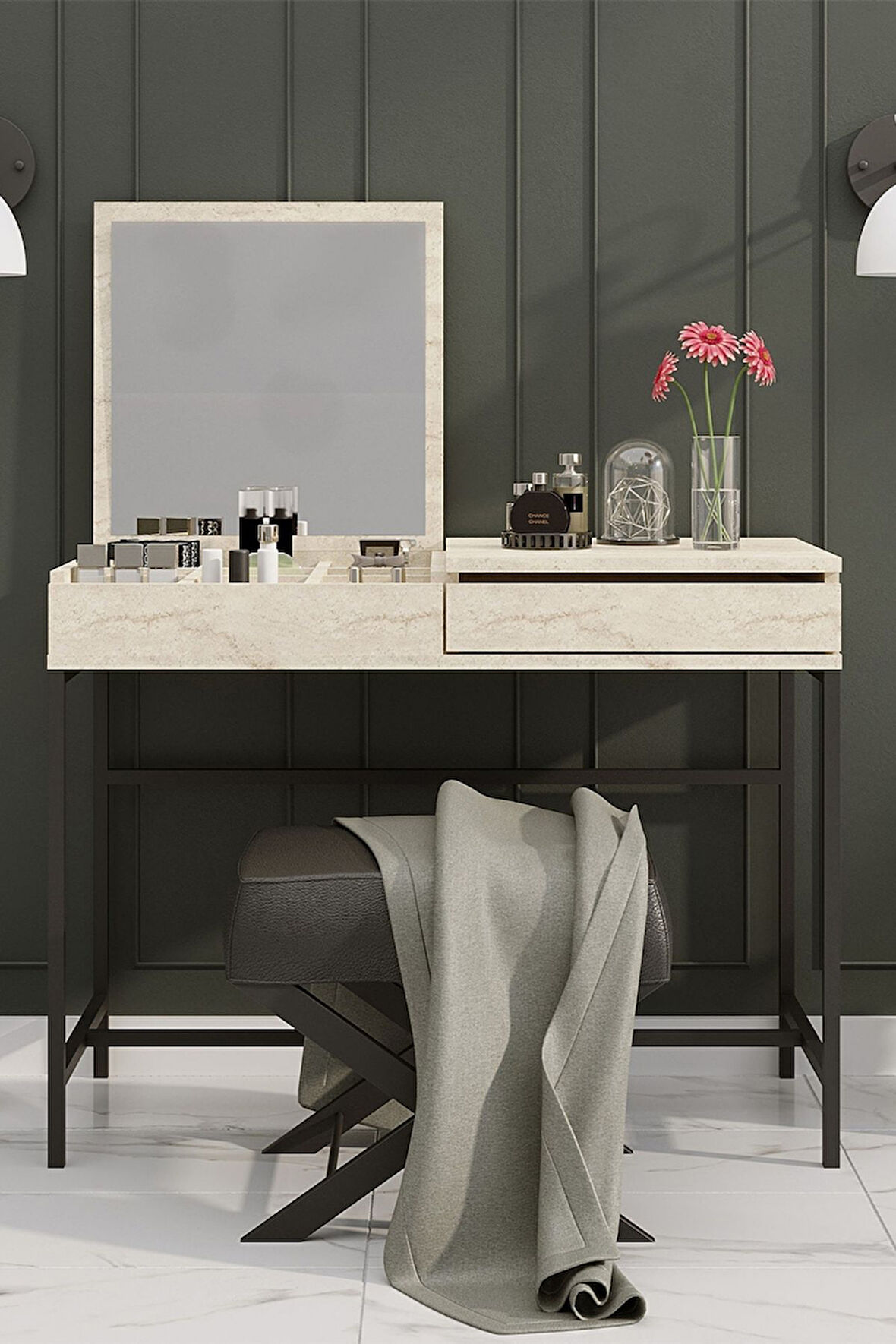 Decormet Linda Makyaj Masası Travertine