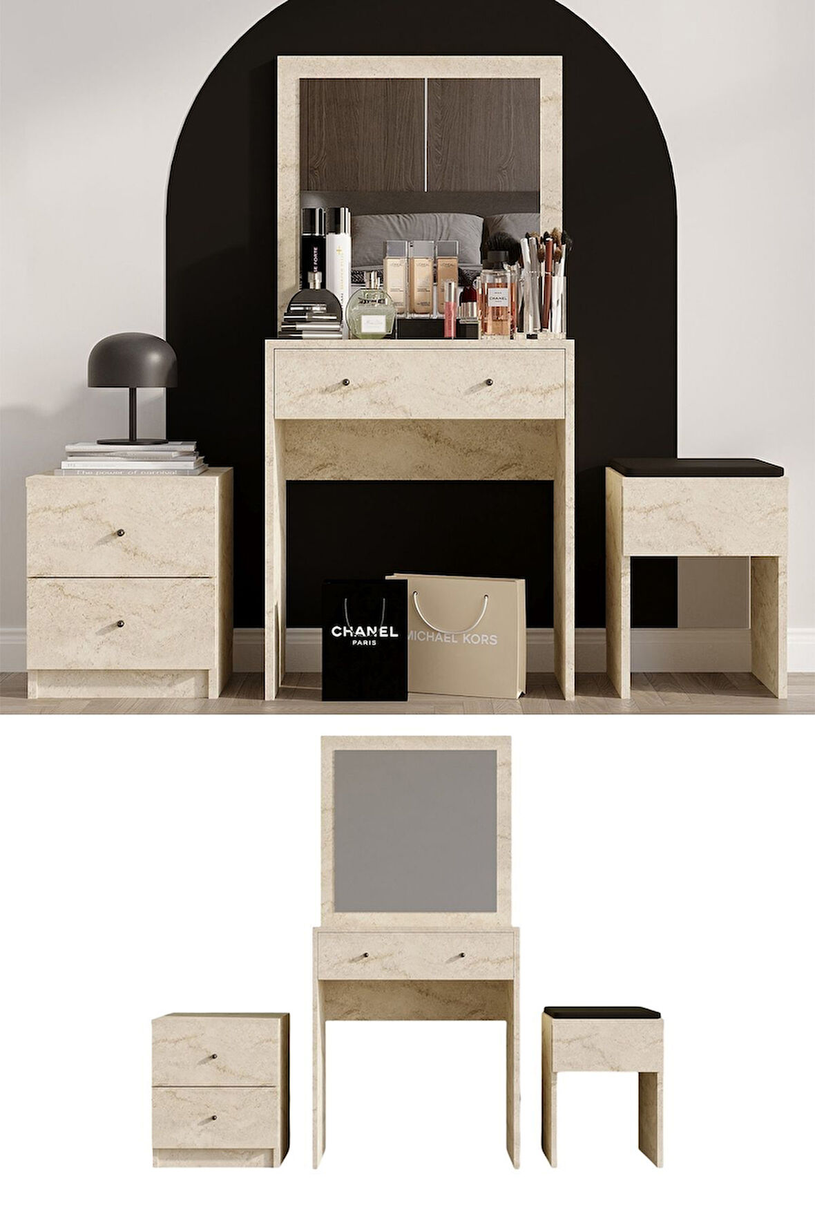 Decormet Nice Makyaj Masası Travertine