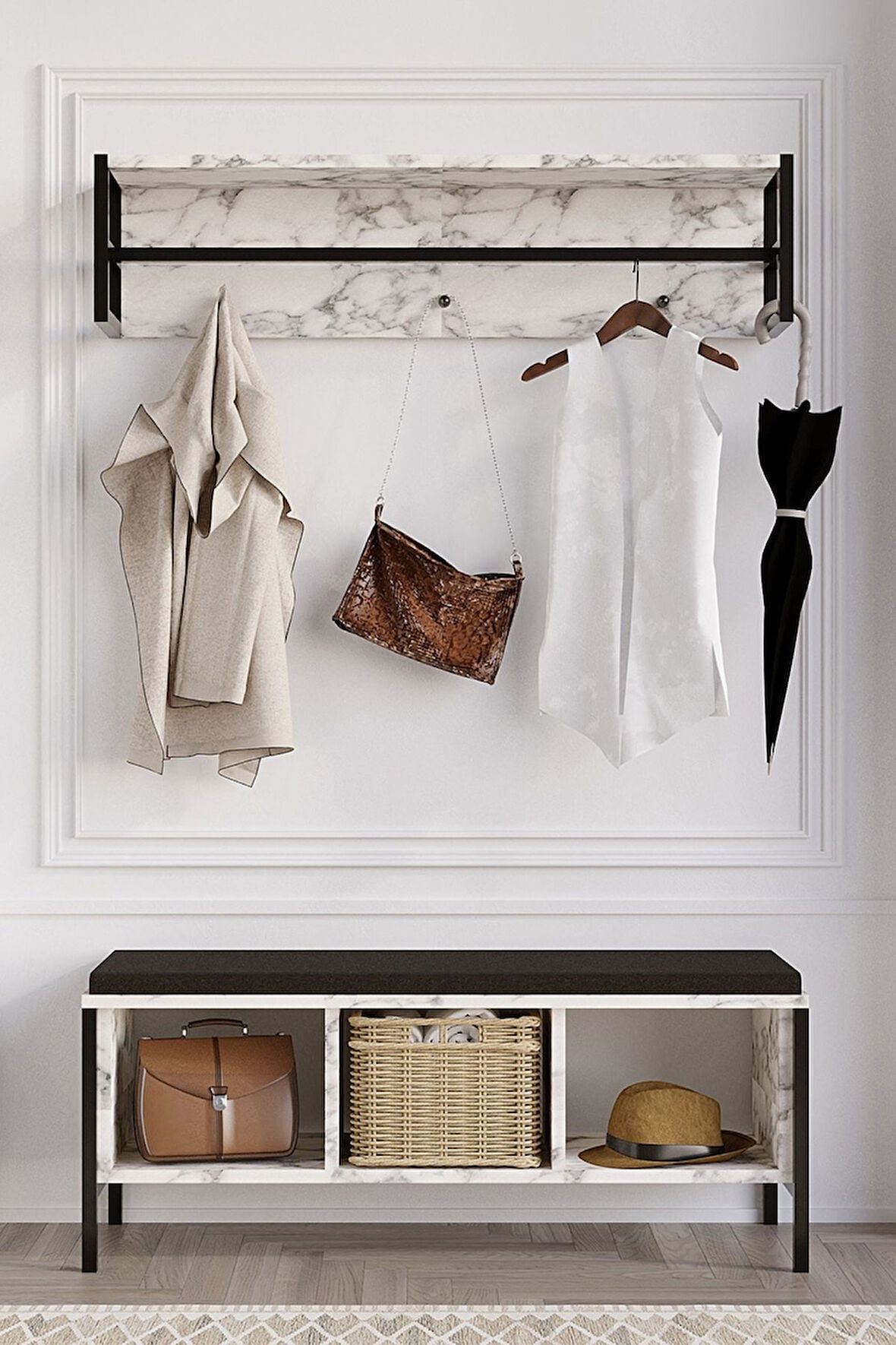 Decormet Shana Ayakkabılık Carrara Marble