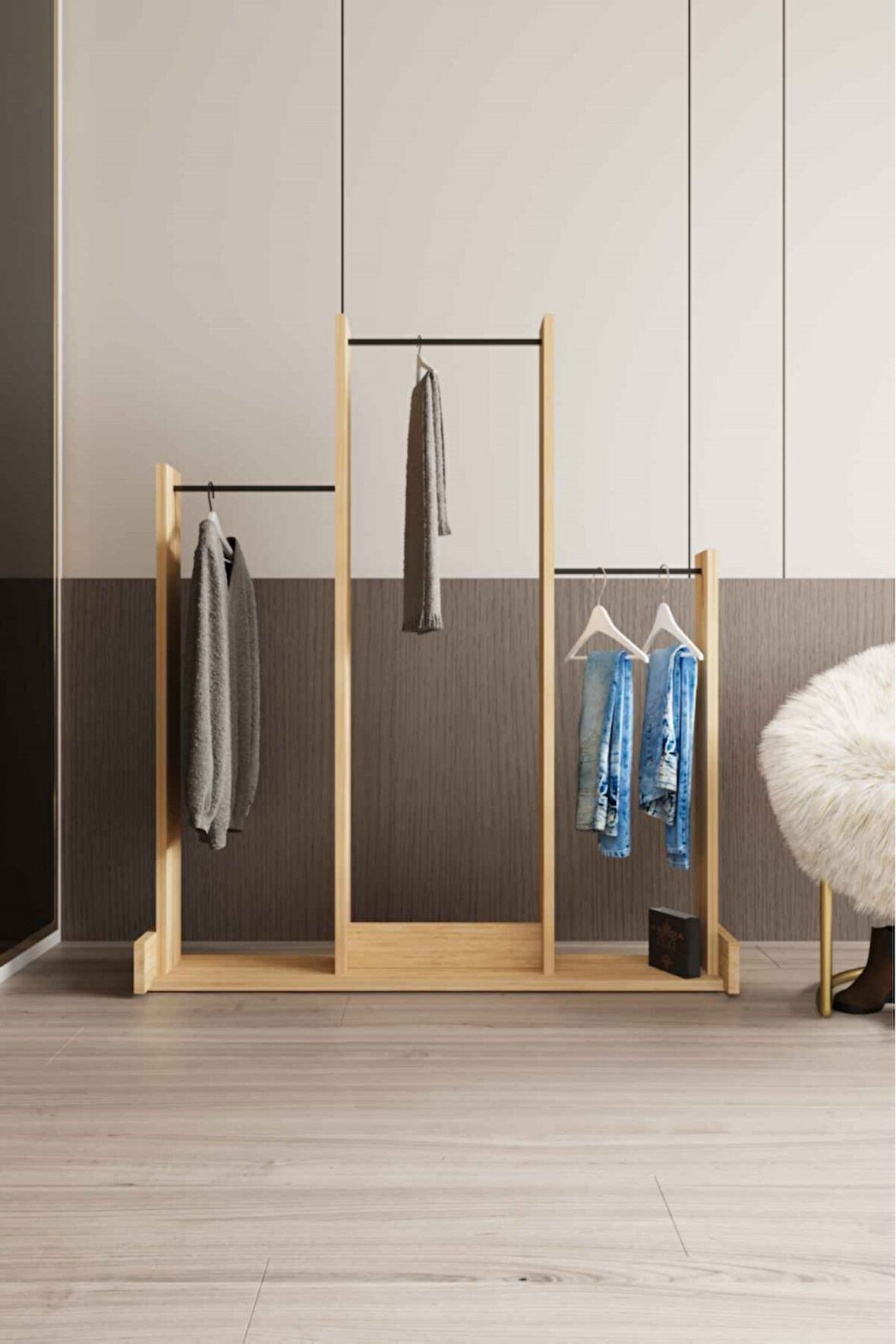 Decormet Salvitor 3lü Elbise Askısı Safir Meşe