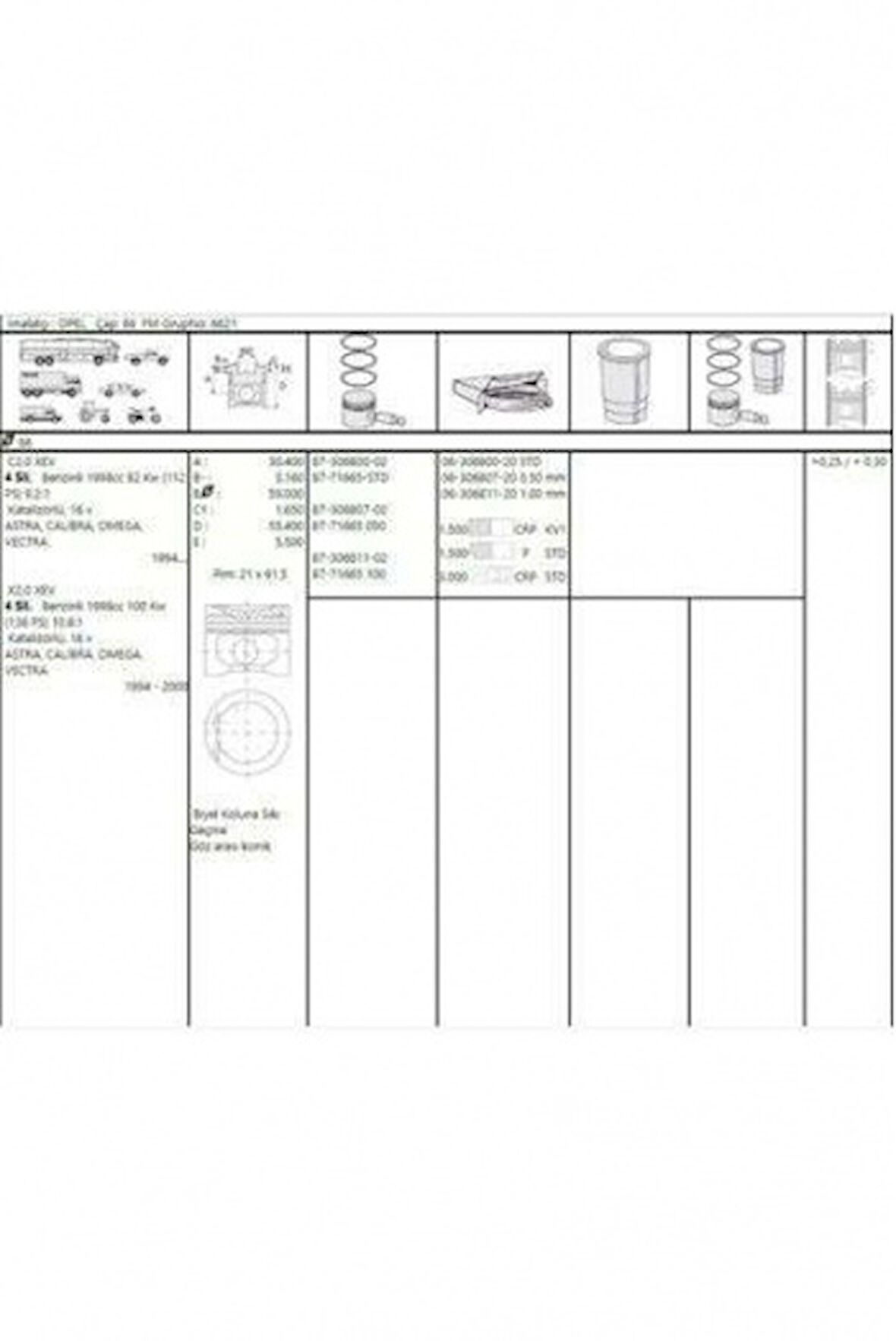 Opel Motor Segman C20ne X20xev 2.0 8v 2.0 16v Vectra A Vectra B 86.50mm 050 (1.5x1.5x3.0) - Akd 222-3535-50